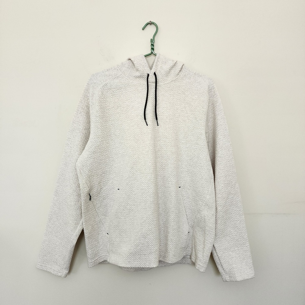 Old Navy Active Mens Textured Waffle Knit Hoodie Cream 4-Way Stretch Large
